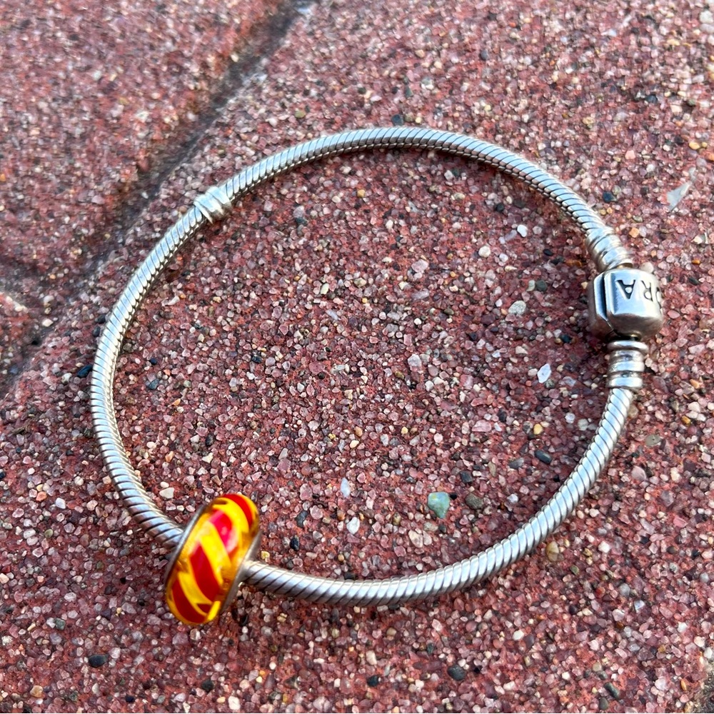 Pandora Bracelet Sterling Silver and Glass Bead